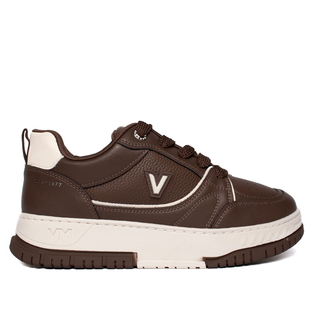 Tênis Feminino Via Marte Retrô Flatform Marrom/Branco