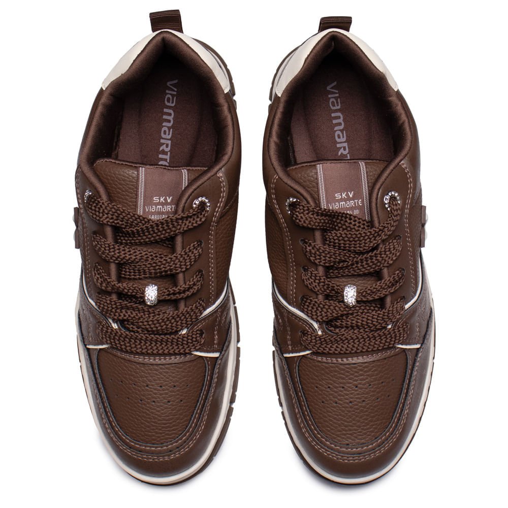 Tênis Feminino Via Marte Retrô Flatform Marrom/Branco Marrom 4