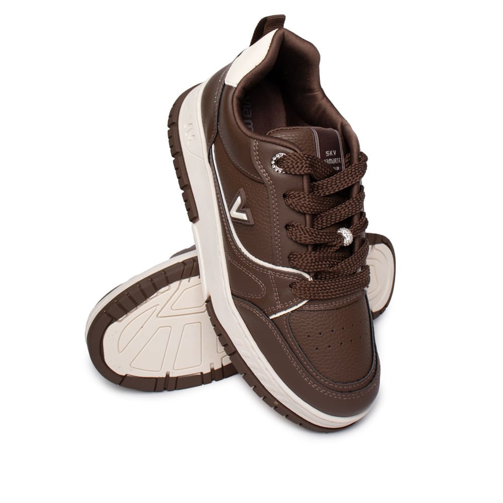 Tênis Feminino Via Marte Retrô Flatform Marrom/Branco Marrom 5