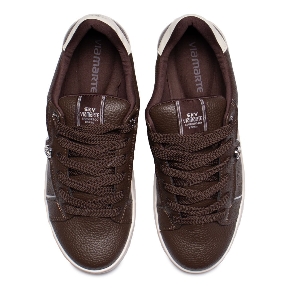 Tênis Feminino Via Marte Casual Napa Strass Marrom/Prata Marrom 4