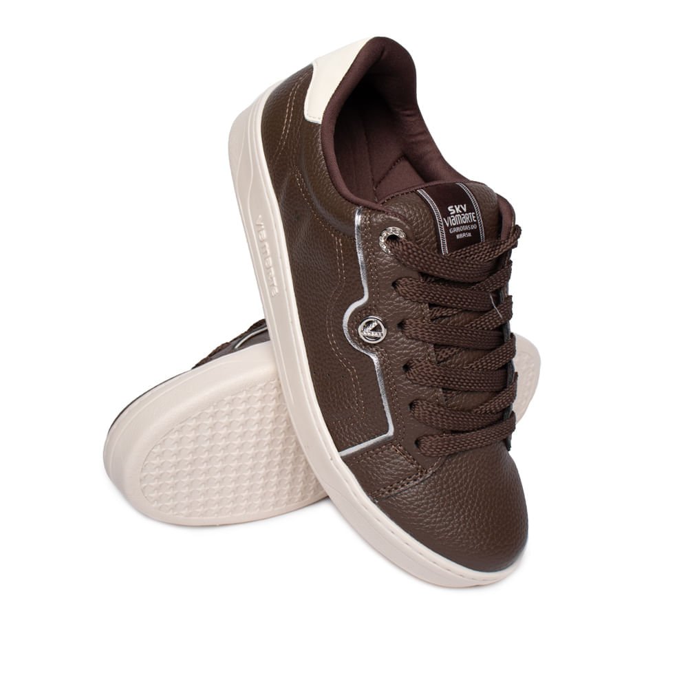 Tênis Feminino Via Marte Casual Napa Strass Marrom/Prata Marrom 5