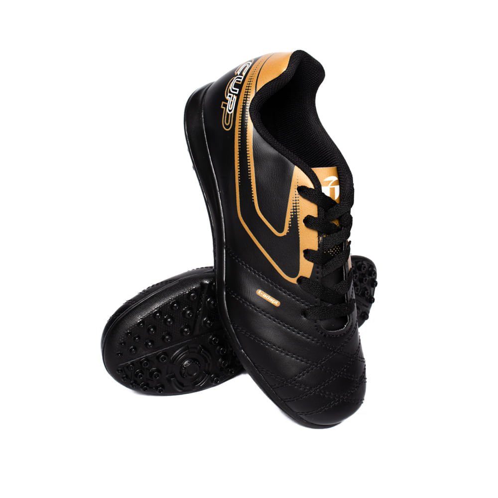 Chuteira Infantil Topper Cup Viii Society Preto/Dourado Preto 3