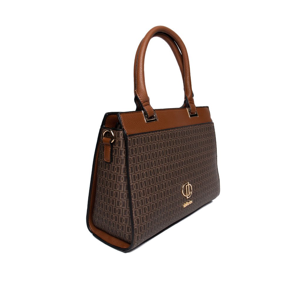 Bolsa Feminina Dakota Tote Média Monograma Marrom Marrom 3