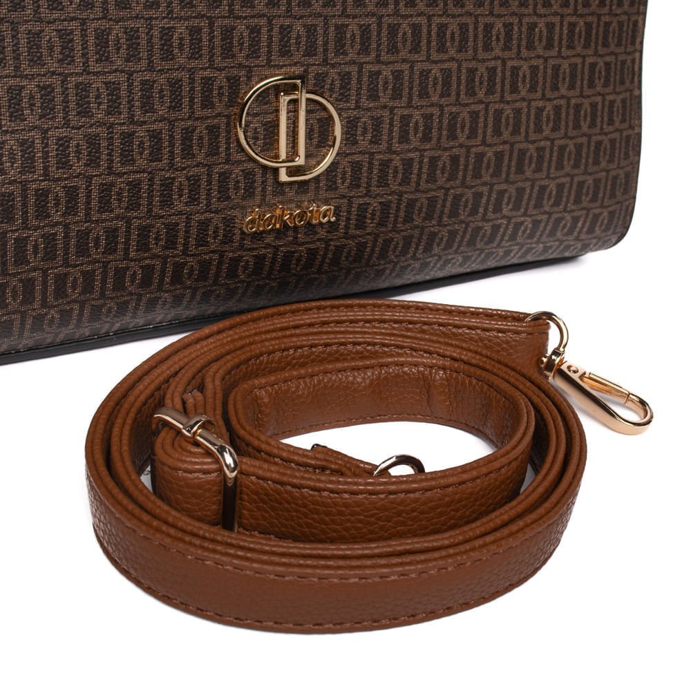 Bolsa Feminina Dakota Tote Média Monograma Marrom Marrom 4
