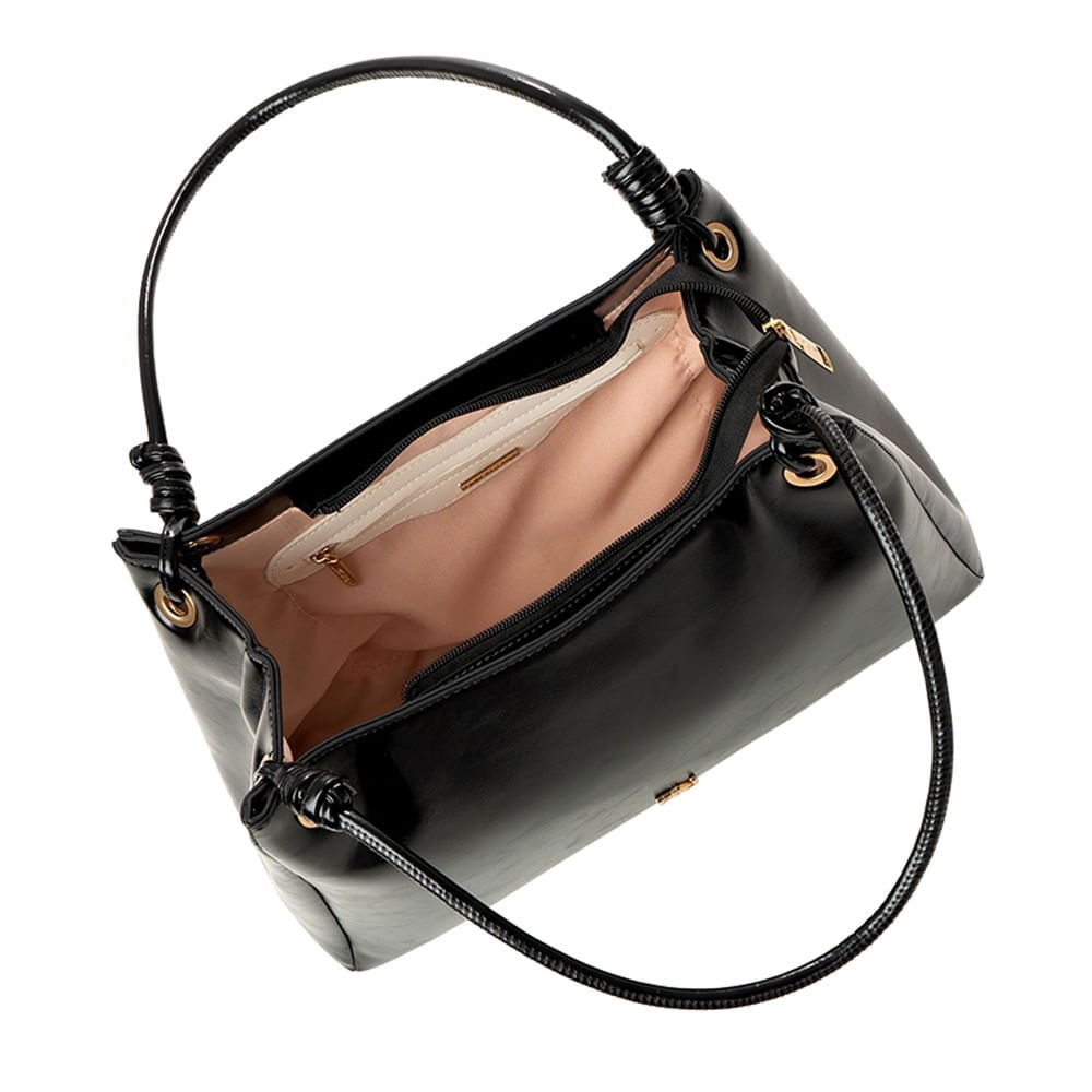 Bolsa Feminina Rafitthy Tote Média Alças Finas Preto Preto 2