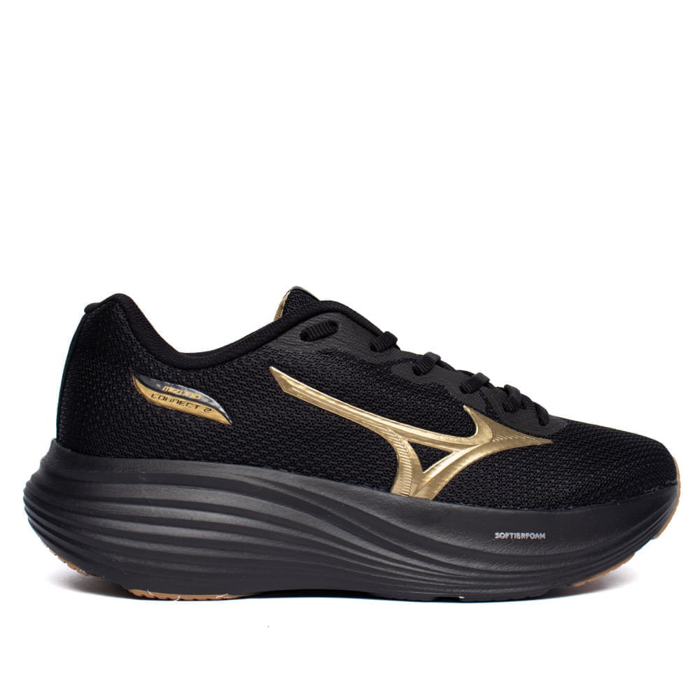 Tênis Masculino Mizuno Connect 2 Caminhada Preto/Dourado Preto/Dourado