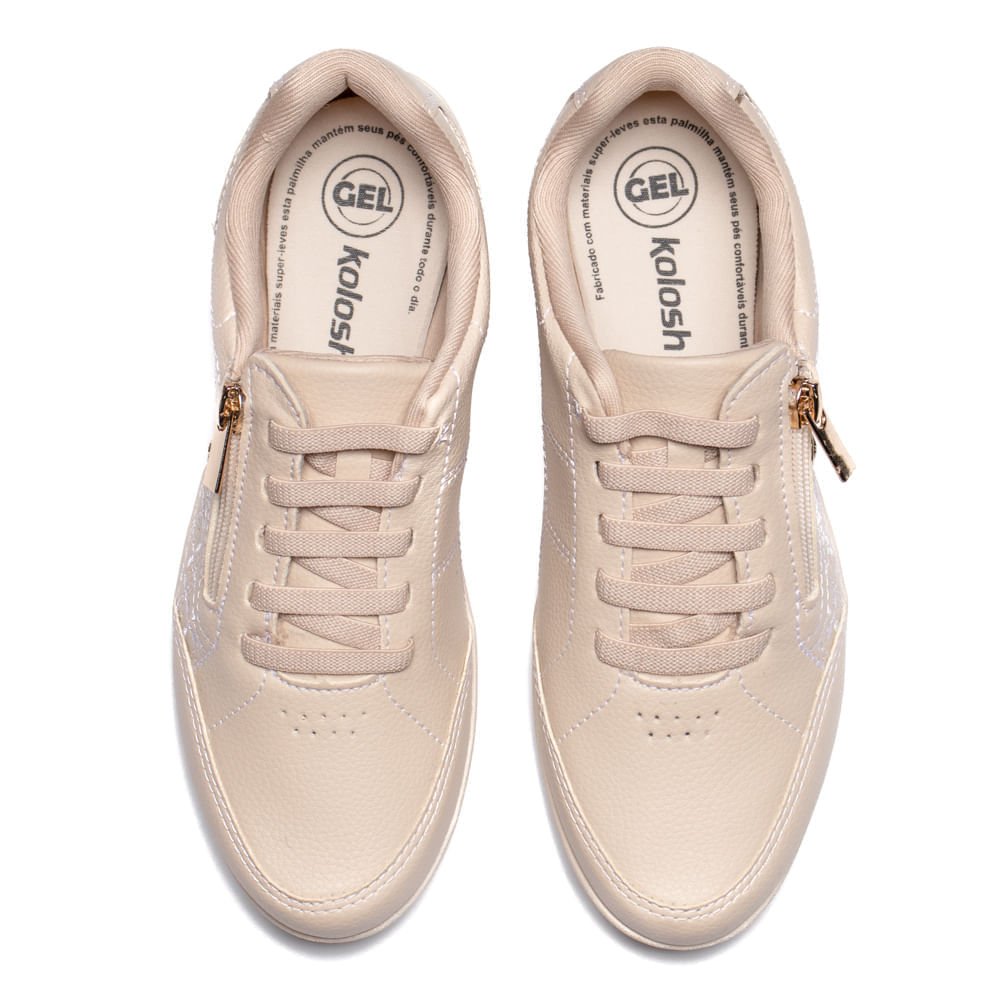 Tênis Feminino Kolosh Century Casual Gel Bege/Branco Bege 4