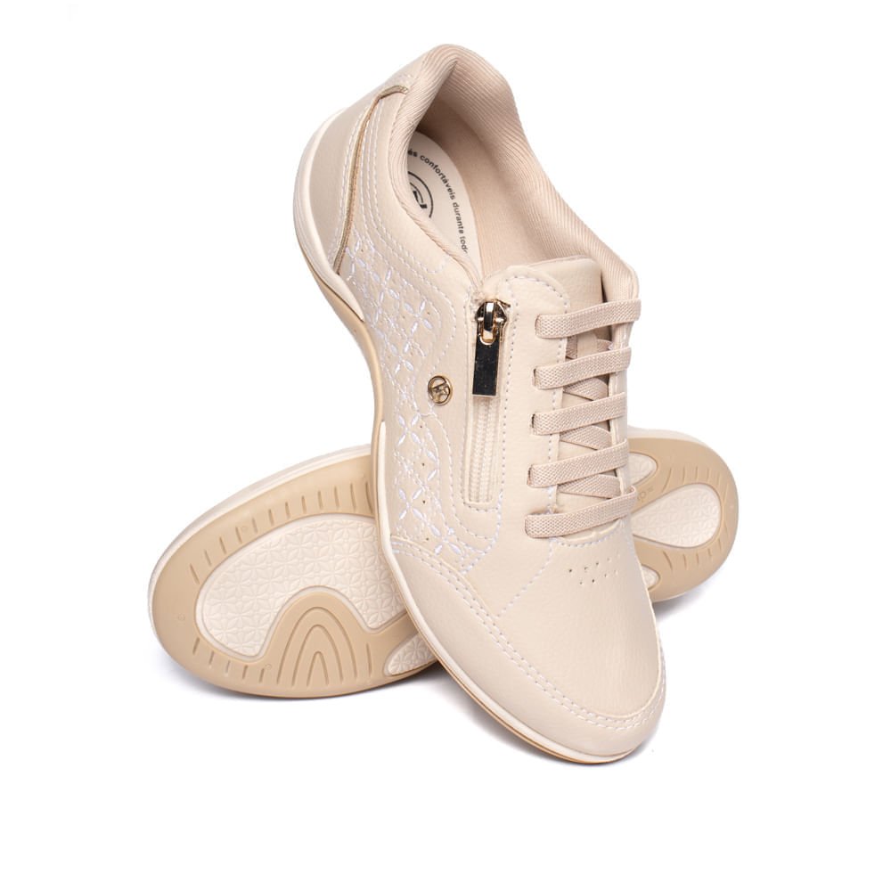 Tênis Feminino Kolosh Century Casual Gel Bege/Branco Bege 6