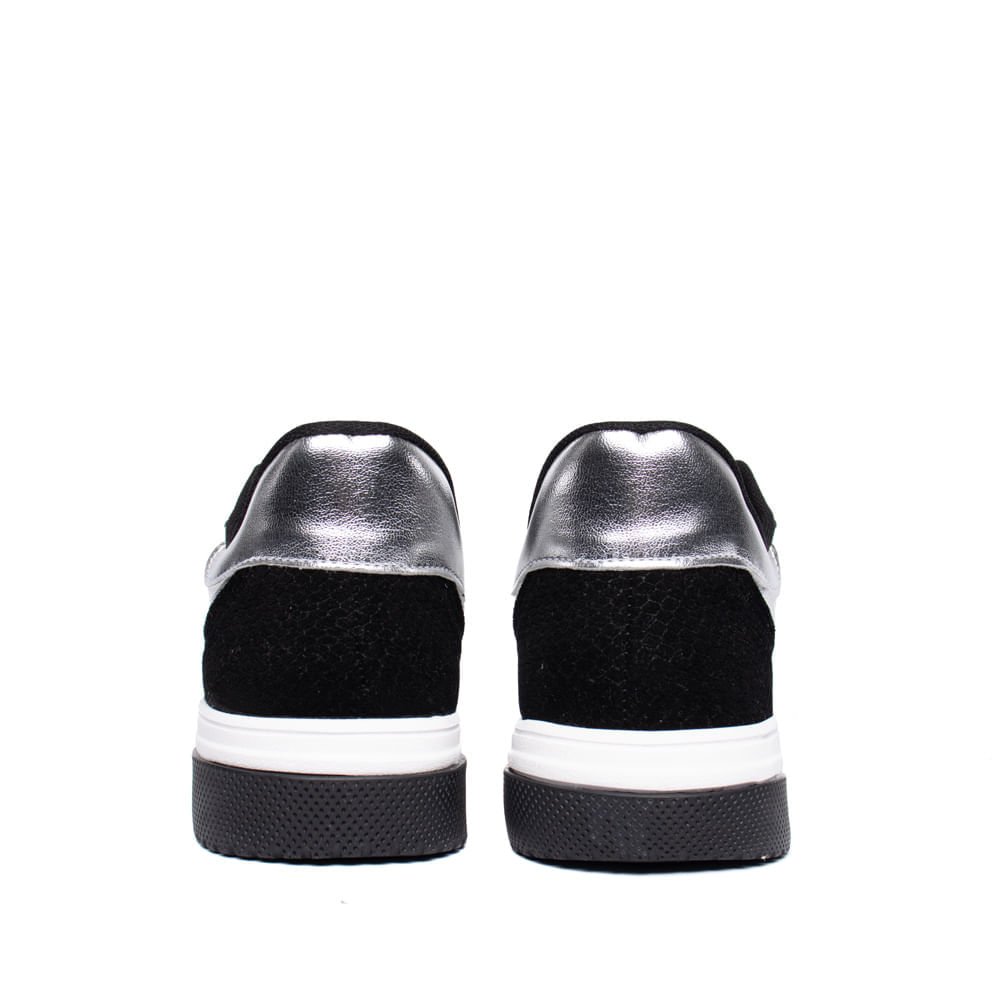 Tênis Feminino Vizzano Casual Pelica Textura Branco/Preto Branco/Preto 4