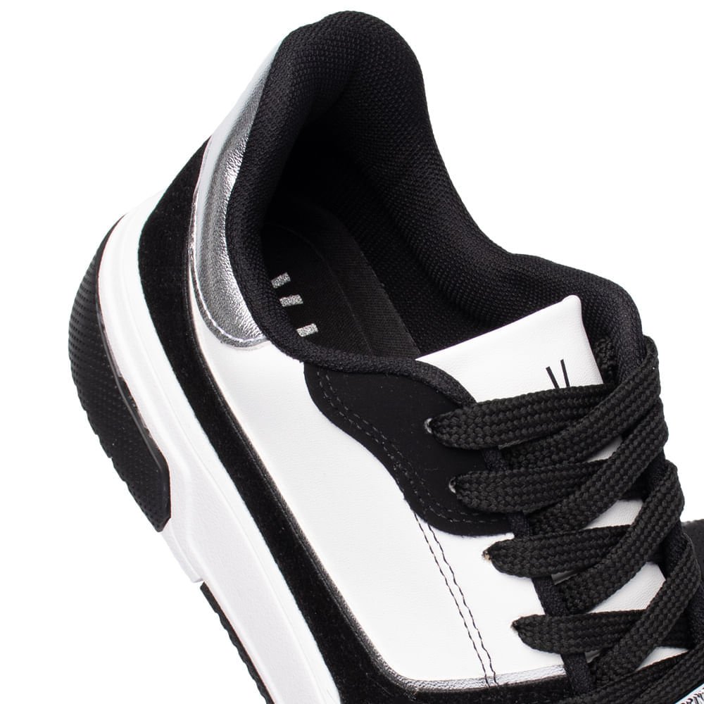 Tênis Feminino Vizzano Casual Pelica Textura Branco/Preto Branco/Preto 6