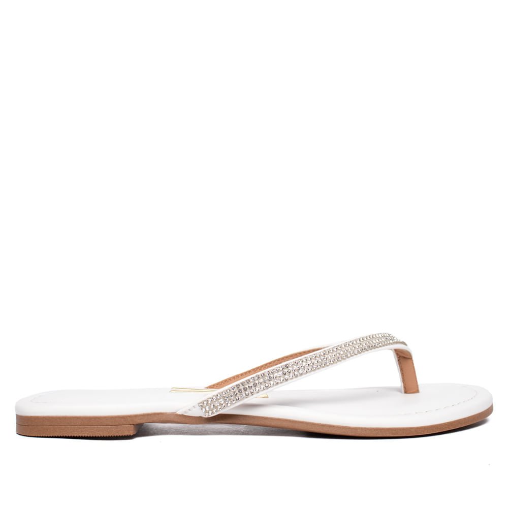 Chinelo Rasteira Feminino Vizzano Pelica Strass Branco Branco 2