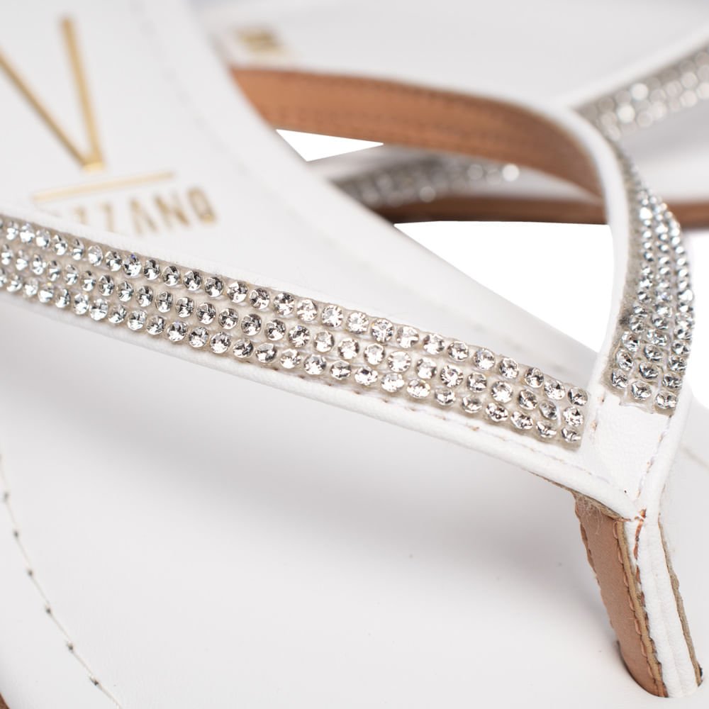 Chinelo Rasteira Feminino Vizzano Pelica Strass Branco Branco 6