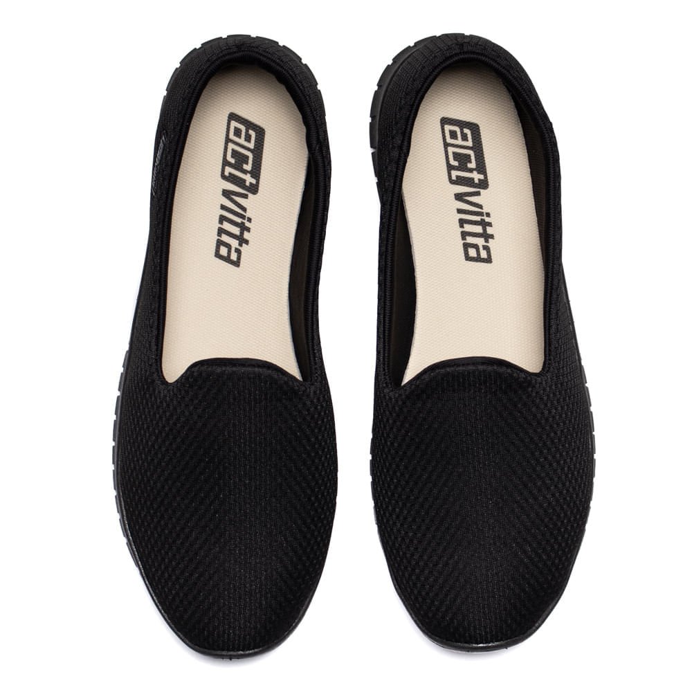 Sapatilha Feminina Actvitta Slip On Knit Preto Preto 4