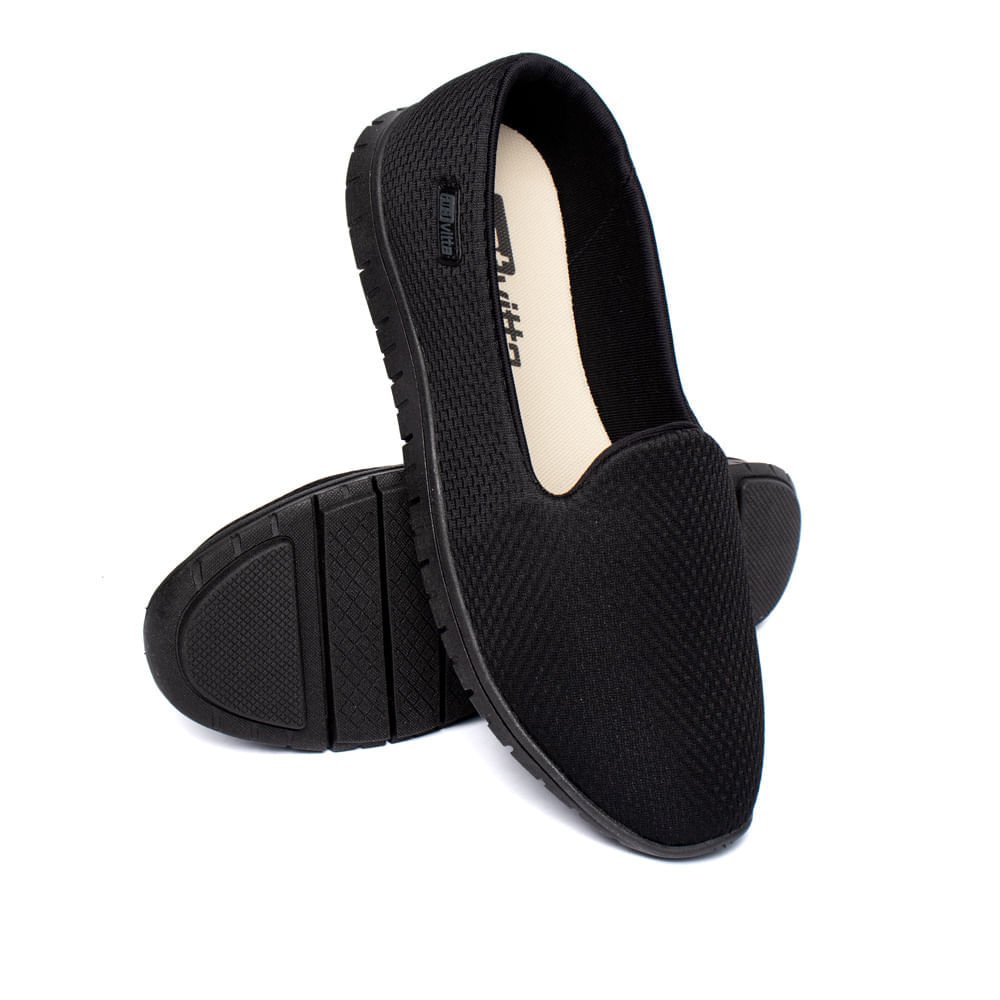 Sapatilha Feminina Actvitta Slip On Knit Preto Preto 5