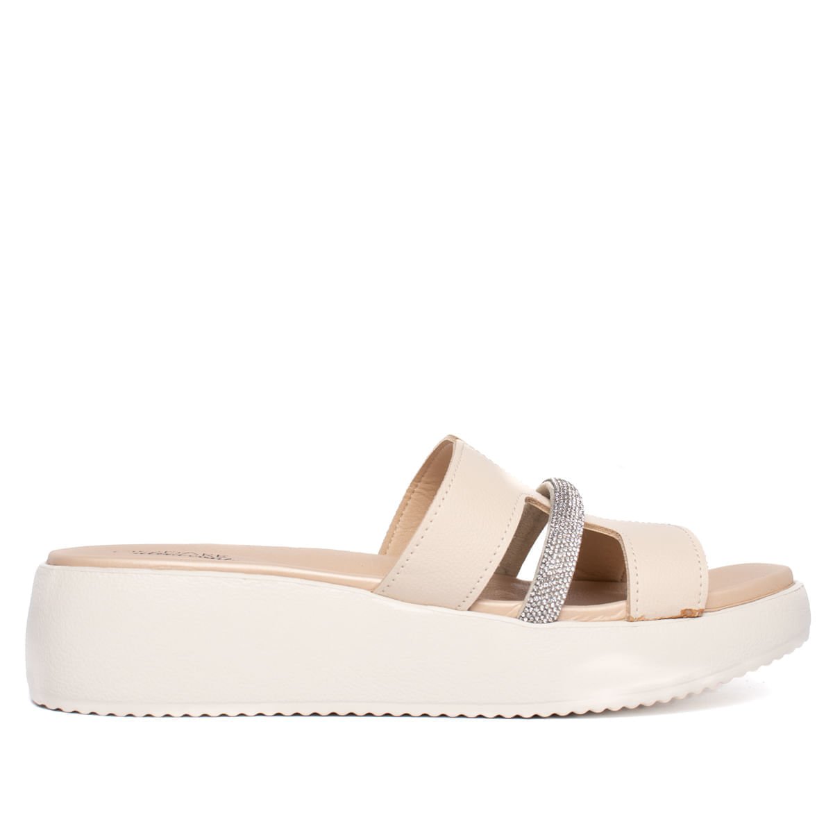 Tamanco Feminino Modare Detalhe Strass Creme