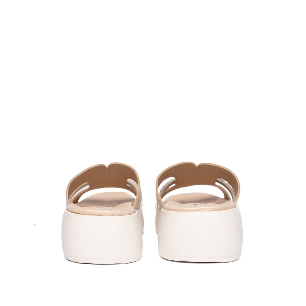 Tamanco Feminino Modare Detalhe Strass Creme Bege 3
