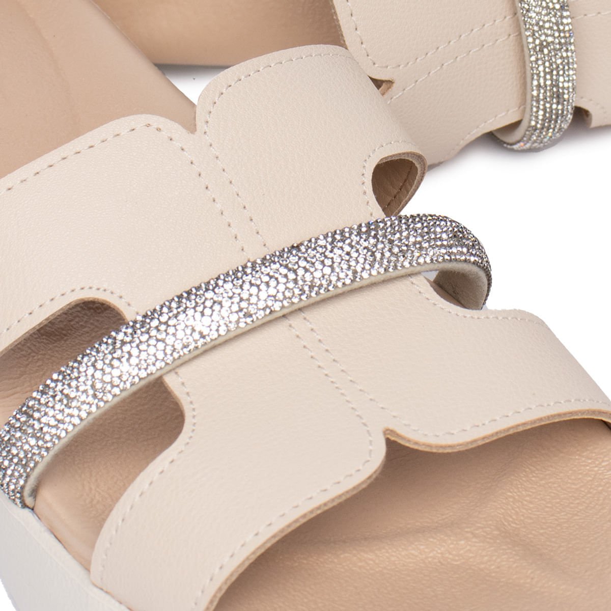 Tamanco Feminino Modare Detalhe Strass Creme Bege 4