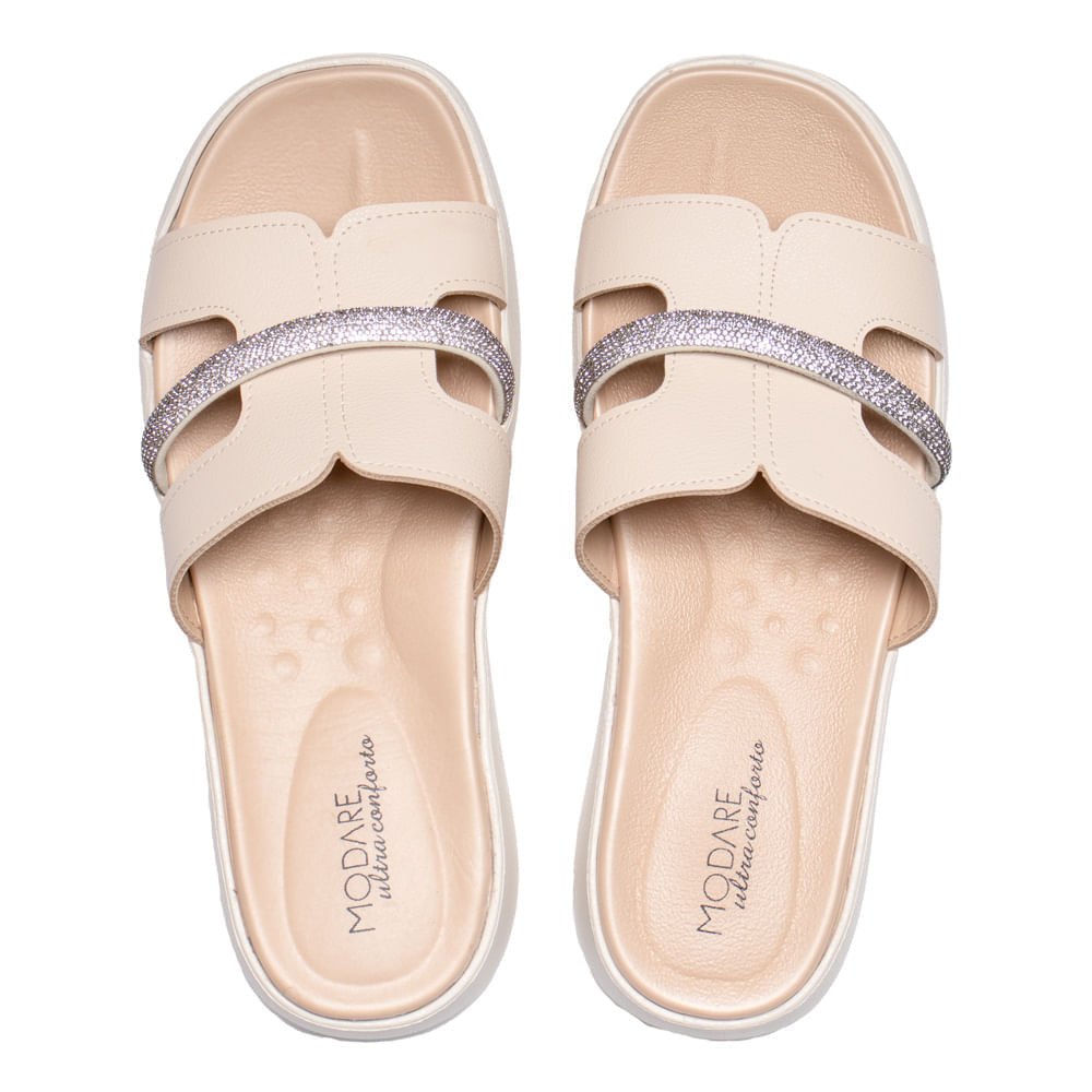 Tamanco Feminino Modare Detalhe Strass Creme Bege 5