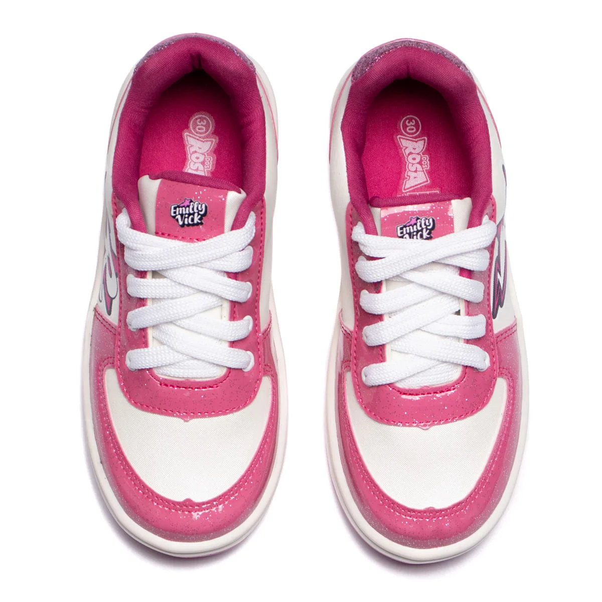 Tênis Infantil Dos Rosa Emilly Vick Glitter Napa Branco/Pink Branco/Rosa 4