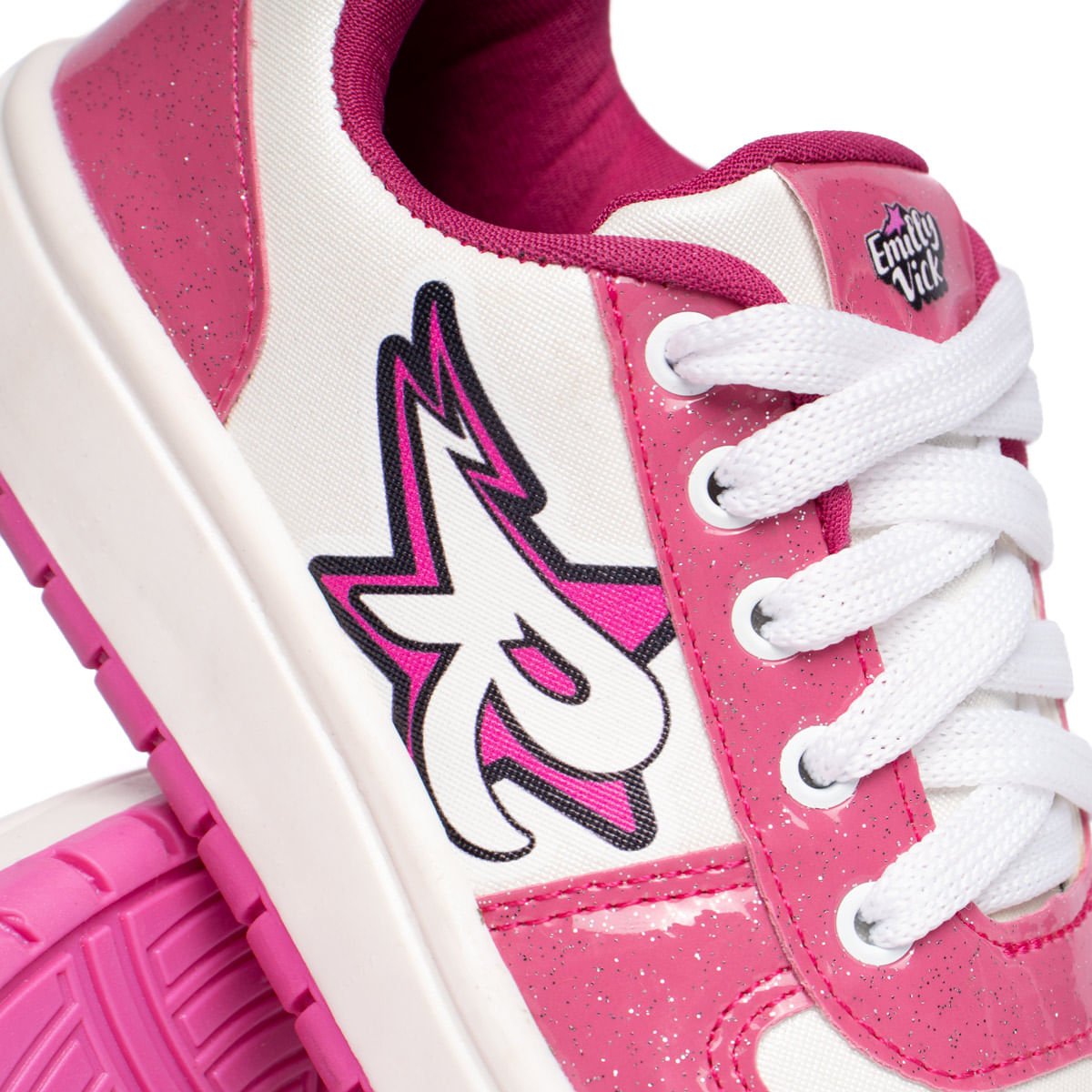 Tênis Infantil Dos Rosa Emilly Vick Glitter Napa Branco/Pink Branco/Rosa 5