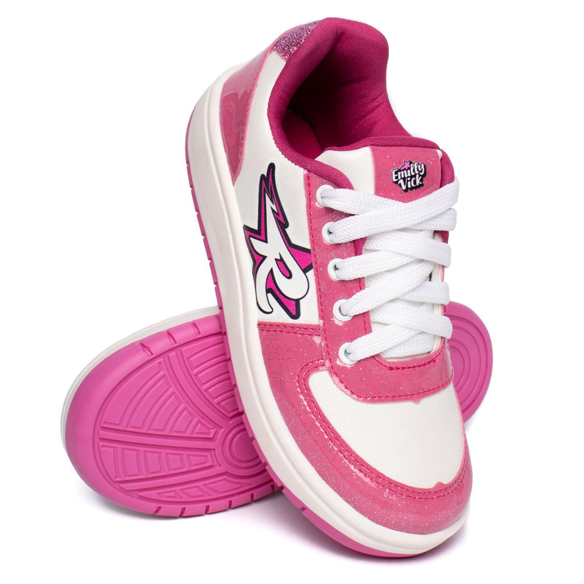 Tênis Infantil Dos Rosa Emilly Vick Glitter Napa Branco/Pink Branco/Rosa 6