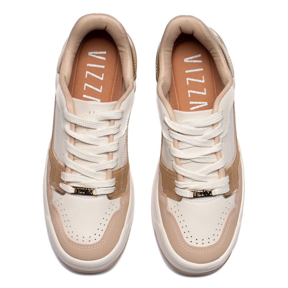 Tênis Feminino Vizzano Flatform Recortes Texturas Bege Bege 4