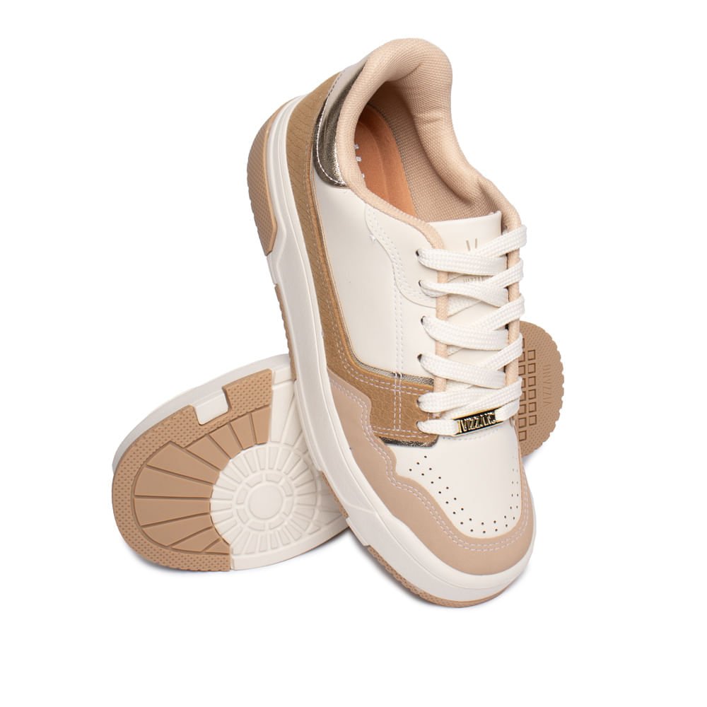 Tênis Feminino Vizzano Flatform Recortes Texturas Bege Bege 5