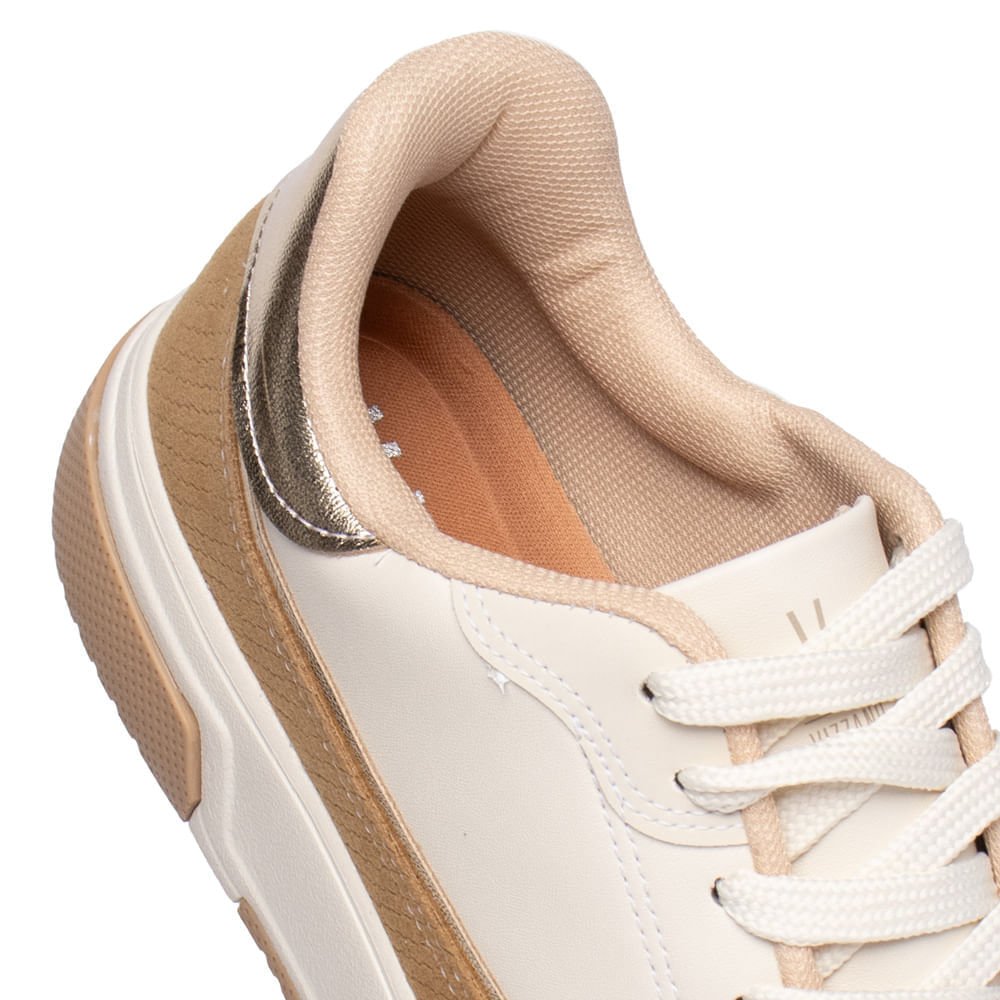Tênis Feminino Vizzano Flatform Recortes Texturas Bege Bege 6