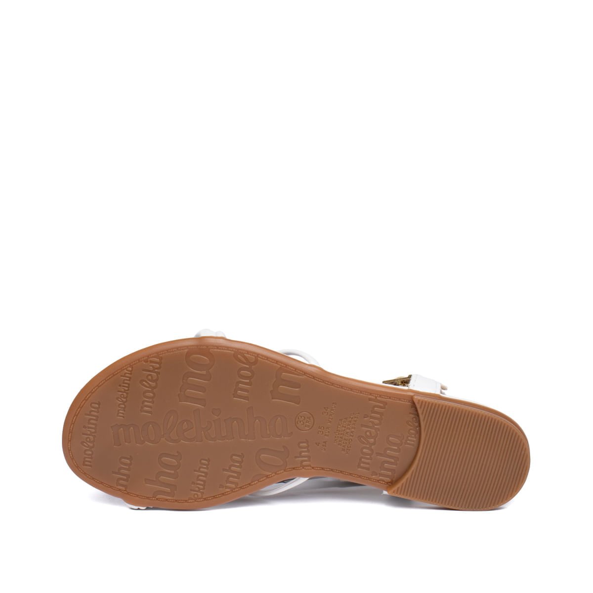 Sandália Rasteira Infantil Molekinha Napa Flor Branco/Dourado Branco/Dourado 2