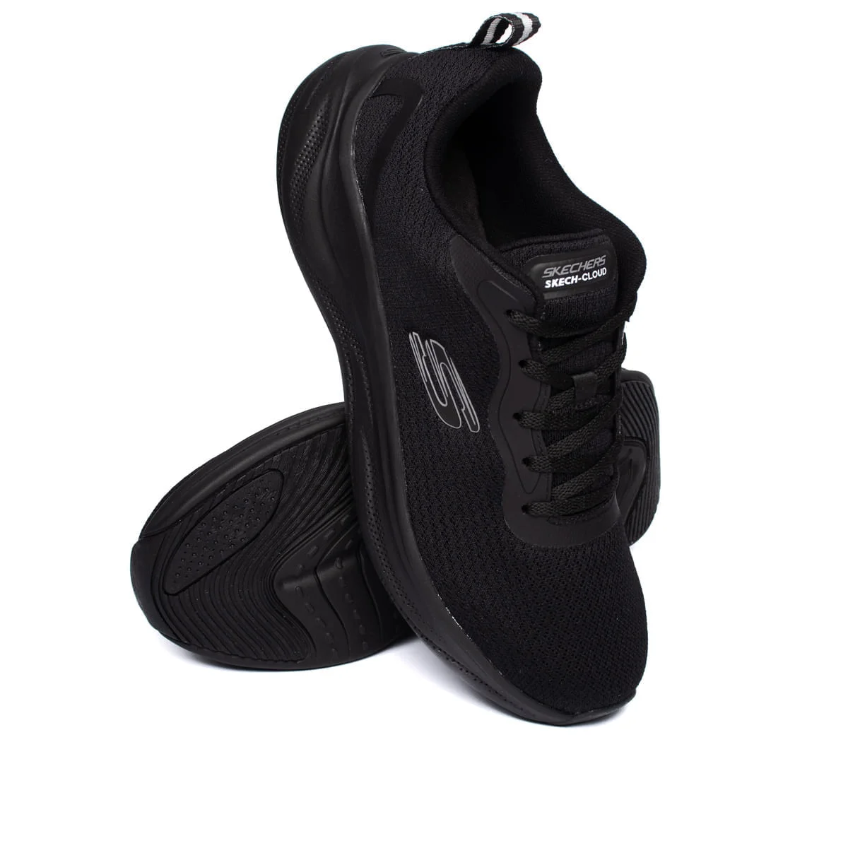 Tênis Masculino Skechers Skech Cloud Corrida Mesh Preto Preto 5