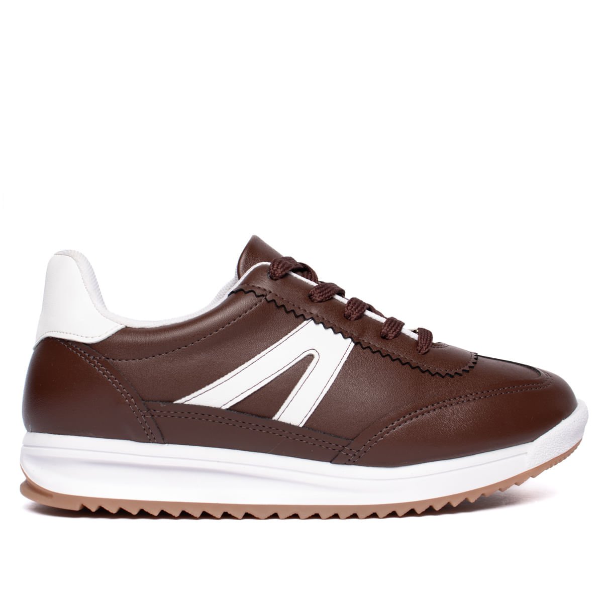 Tênis Feminino Vizzano Casual Pelica Recortes Marrom/Branco