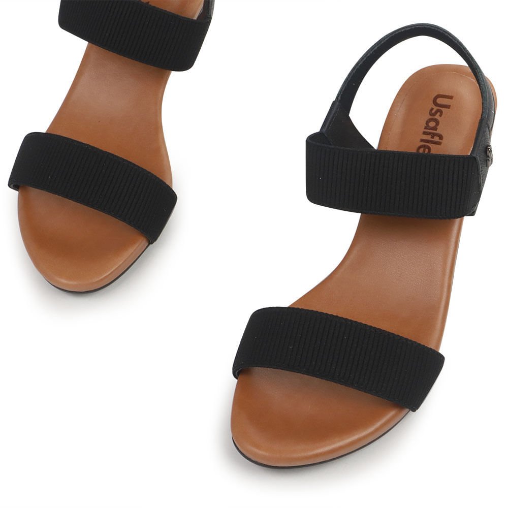 Sandália Preta Elástico Preto 4
