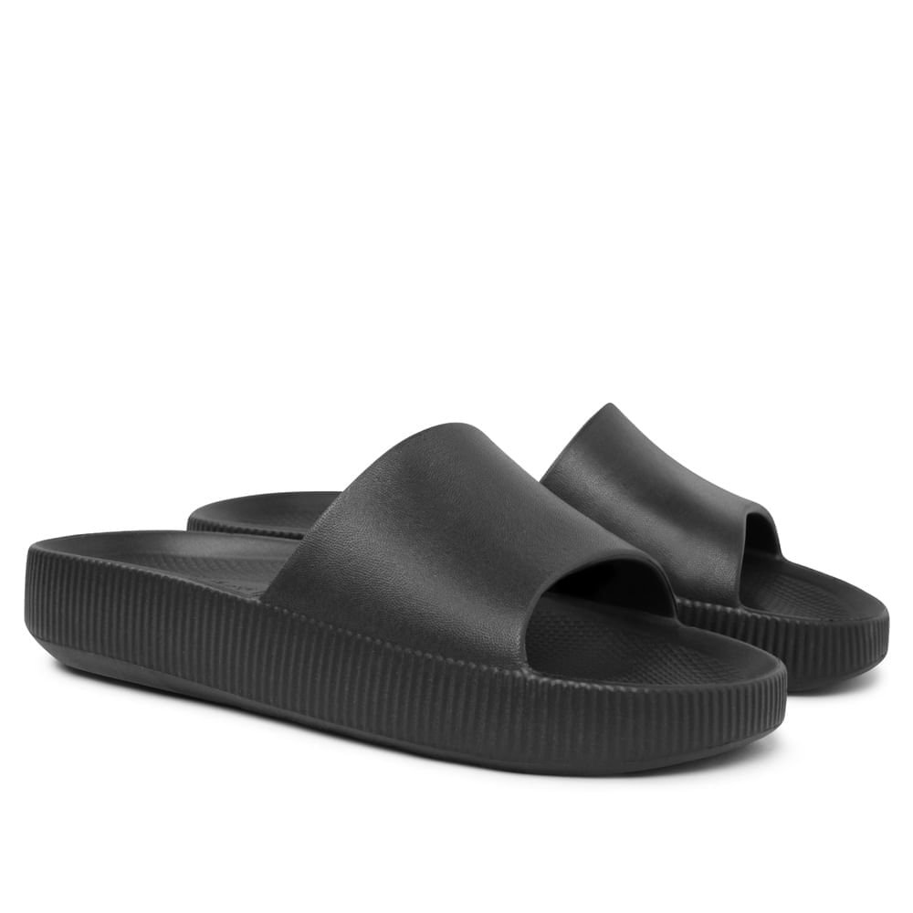 Chinelo Slide Preto Poofy Salto Plataforma Eva Preto 2