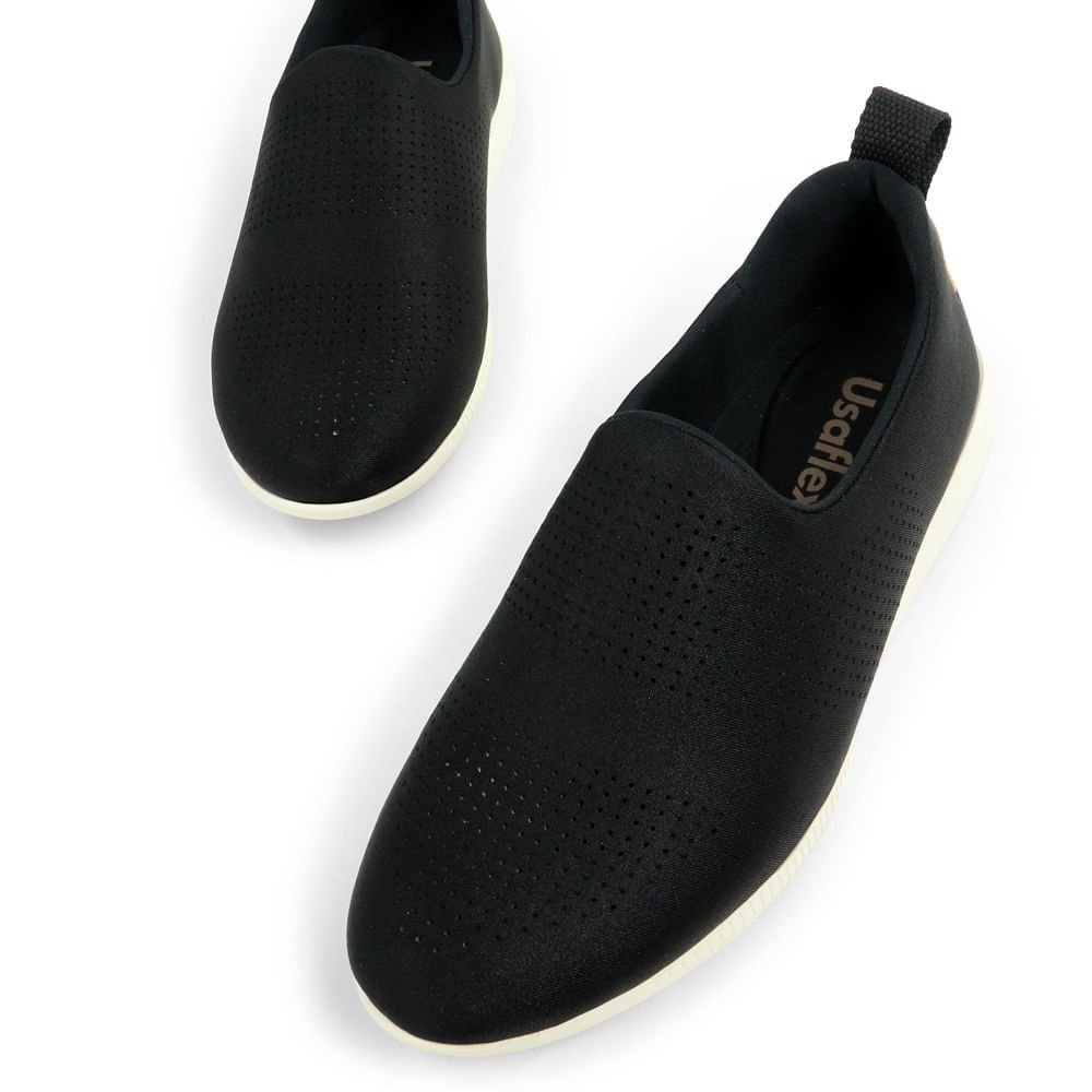 Tênis Slip On Preto Elastano Laser Preto 4