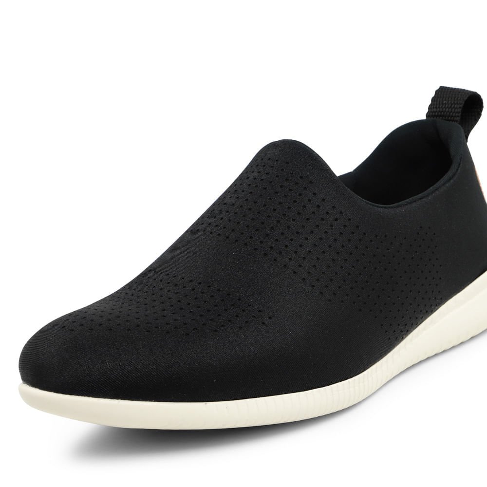 Tênis Slip On Preto Elastano Laser Preto 5