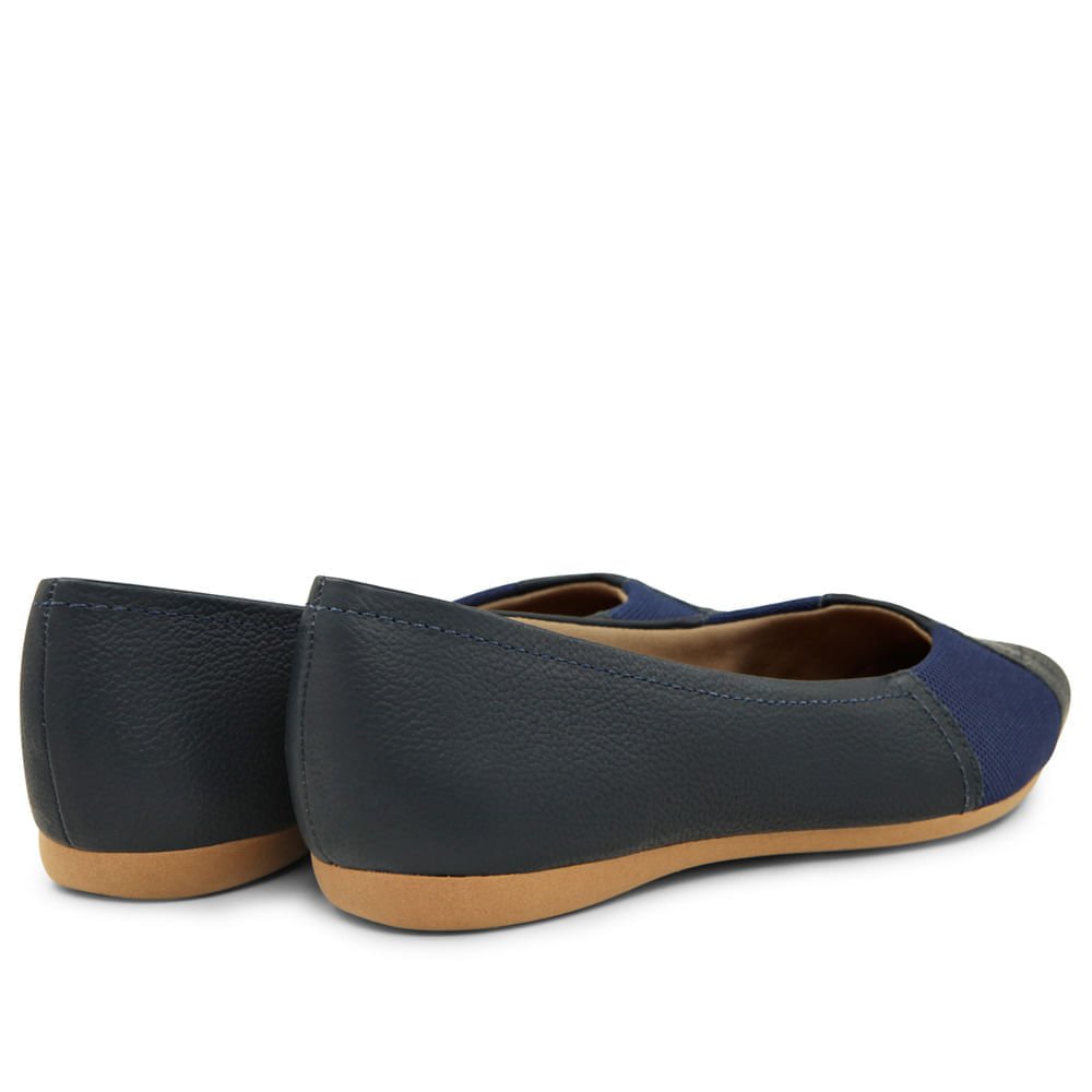 Sapatilha New Blue Couro Bico Redondo Bordado Azul 3