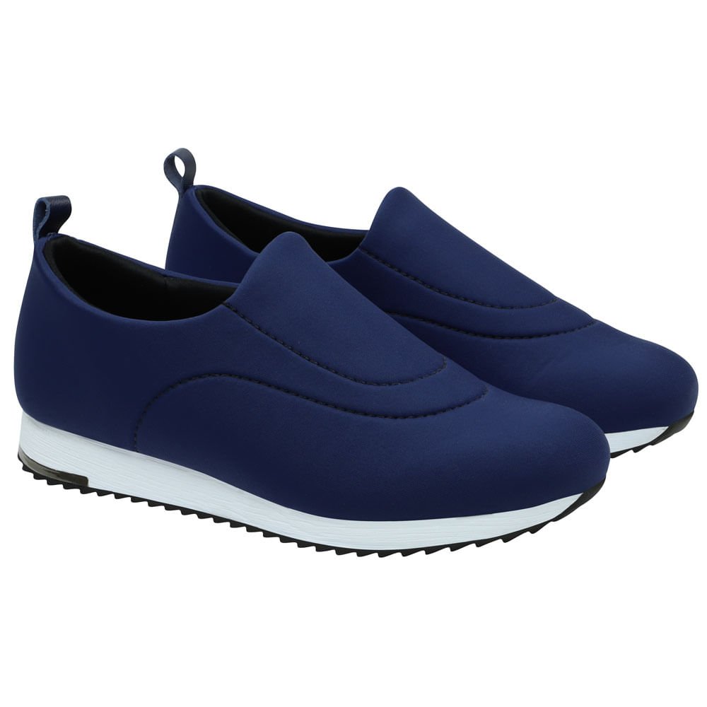 Tênis Slip On New Blue Elastano Detalhe Costura Azul 2
