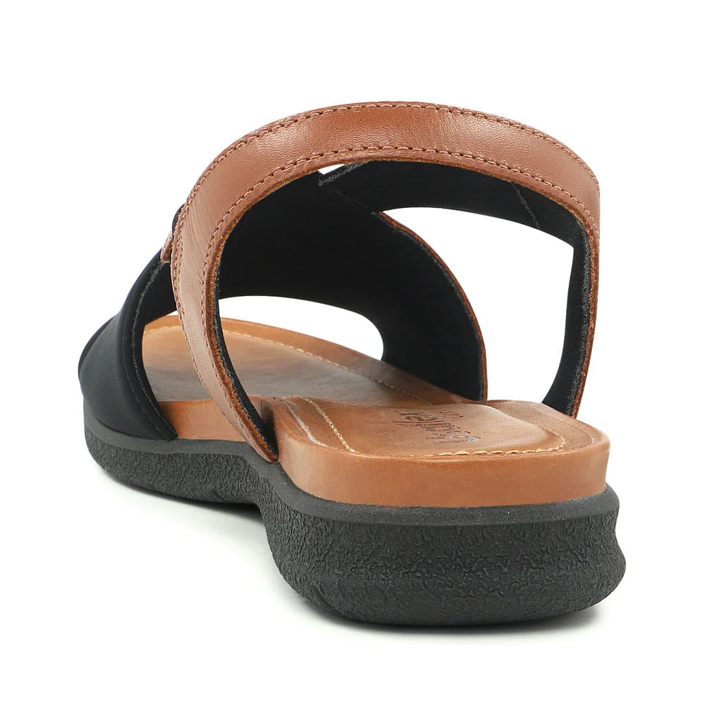Sandália Plataforma Multimateriais Bicolor Preta Marrom/Preto 3