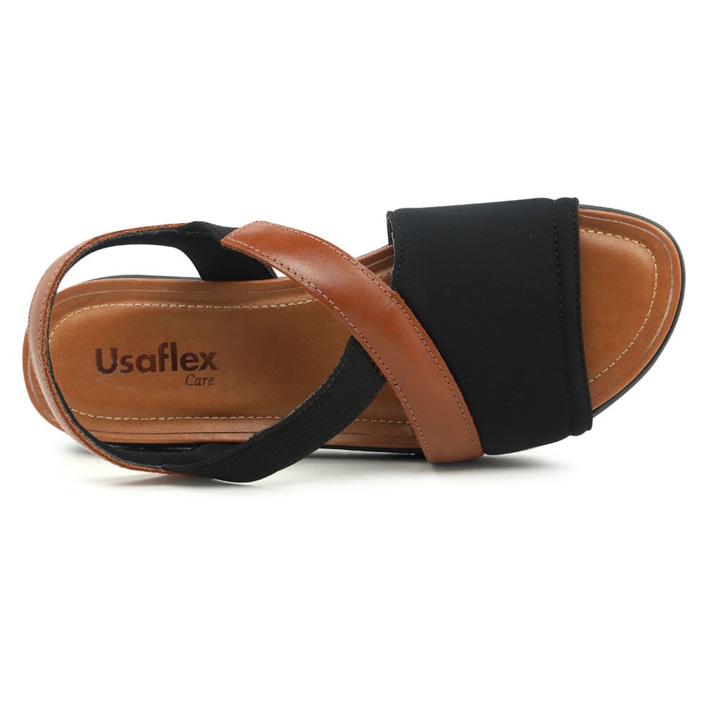 Sandália Plataforma Multimateriais Bicolor Preta Marrom/Preto 4
