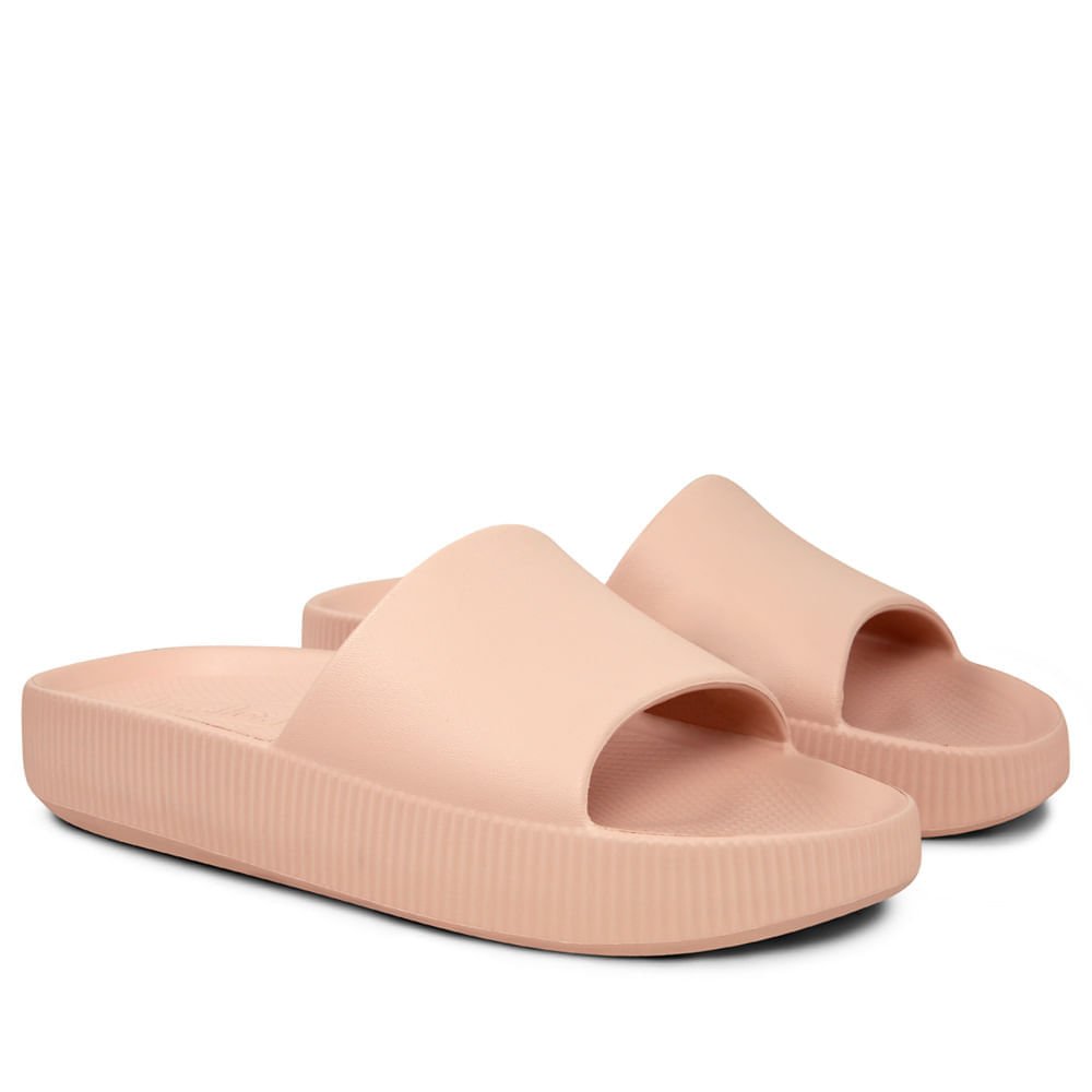 Chinelo Slide Rose Poofy Salto Plataforma Eva Bege 2