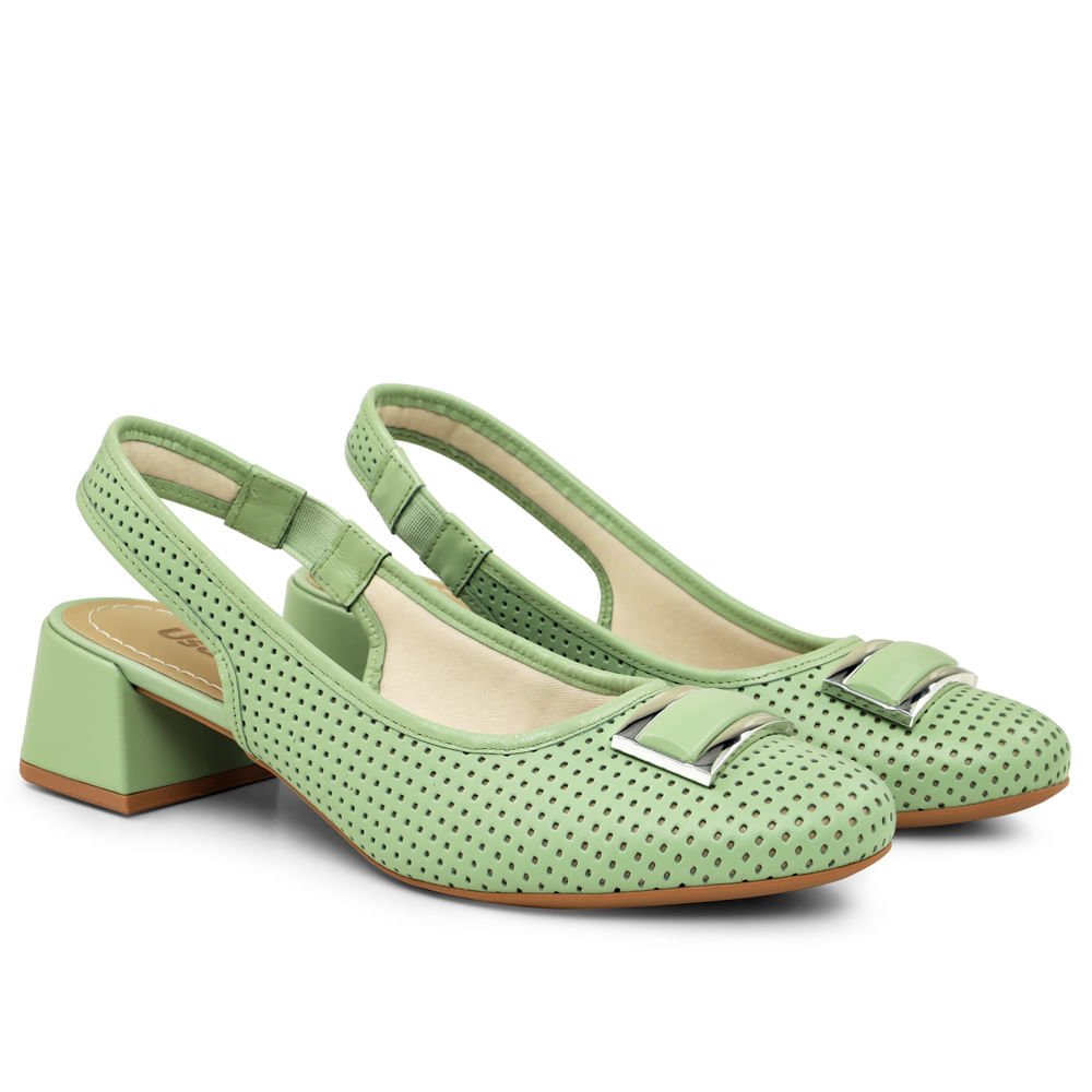 Scarpin Slingback Bloco Hortelã Verde 2