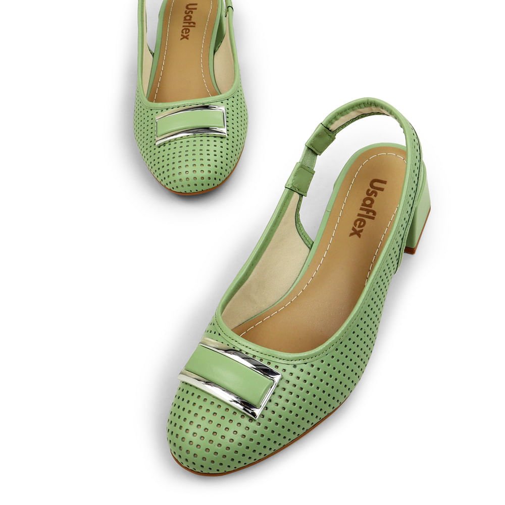 Scarpin Slingback Bloco Hortelã Verde 4