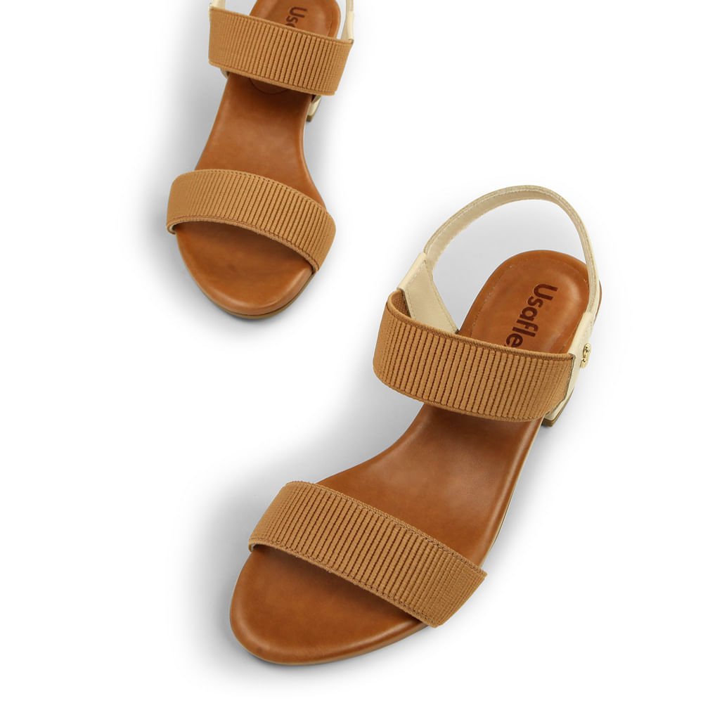 Sandália Marrom Bege Elástico Marrom 4