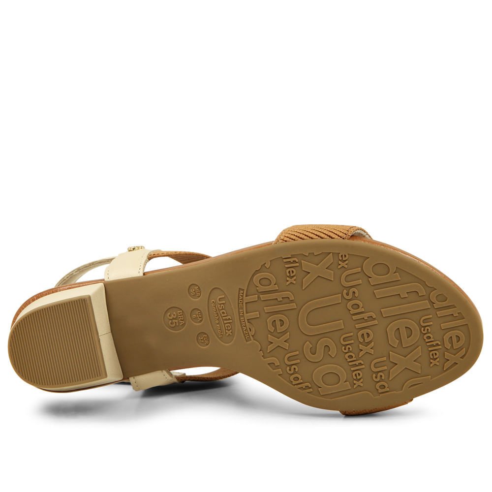 Sandália Marrom Bege Elástico Marrom 5