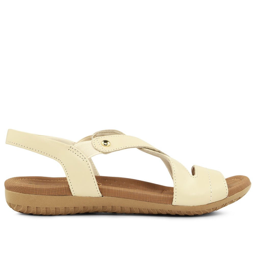 Sandália Rasteira Couro Vanilla Elástico
