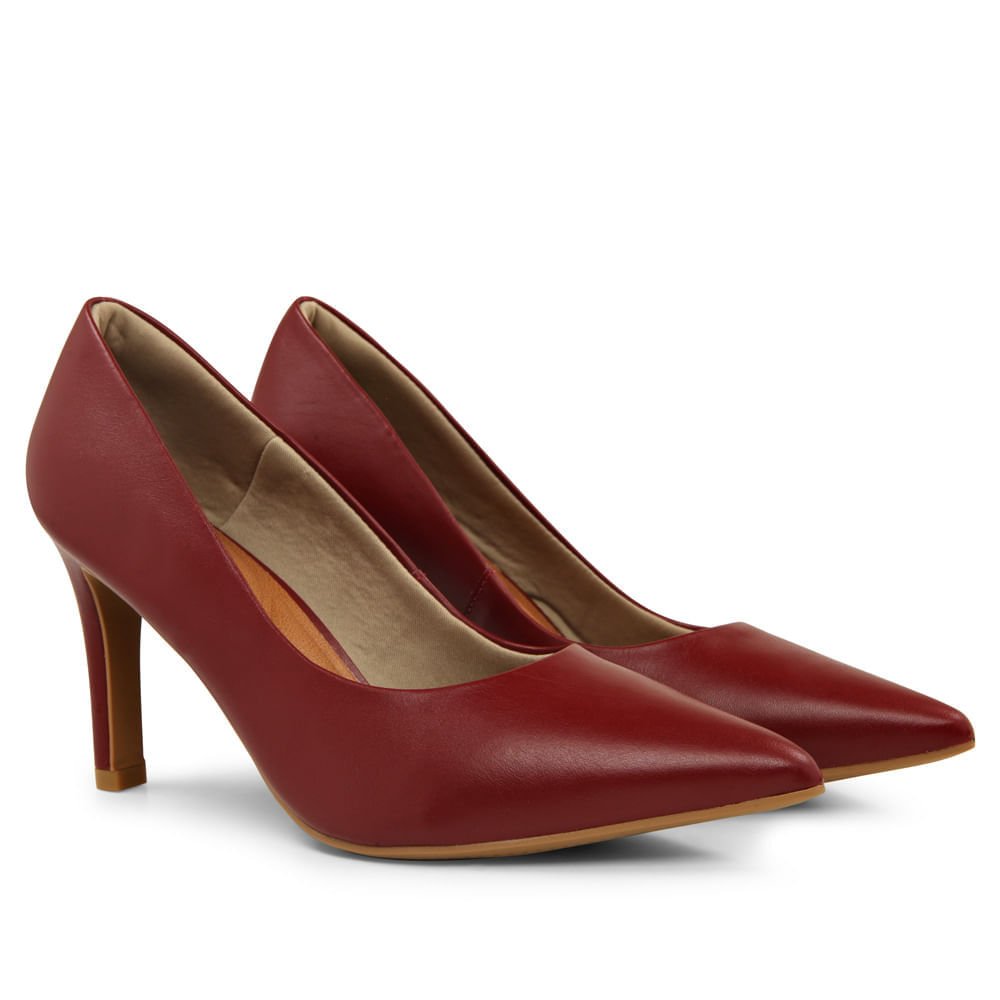 Scarpin vermelho rebu salto fino Vinho 2
