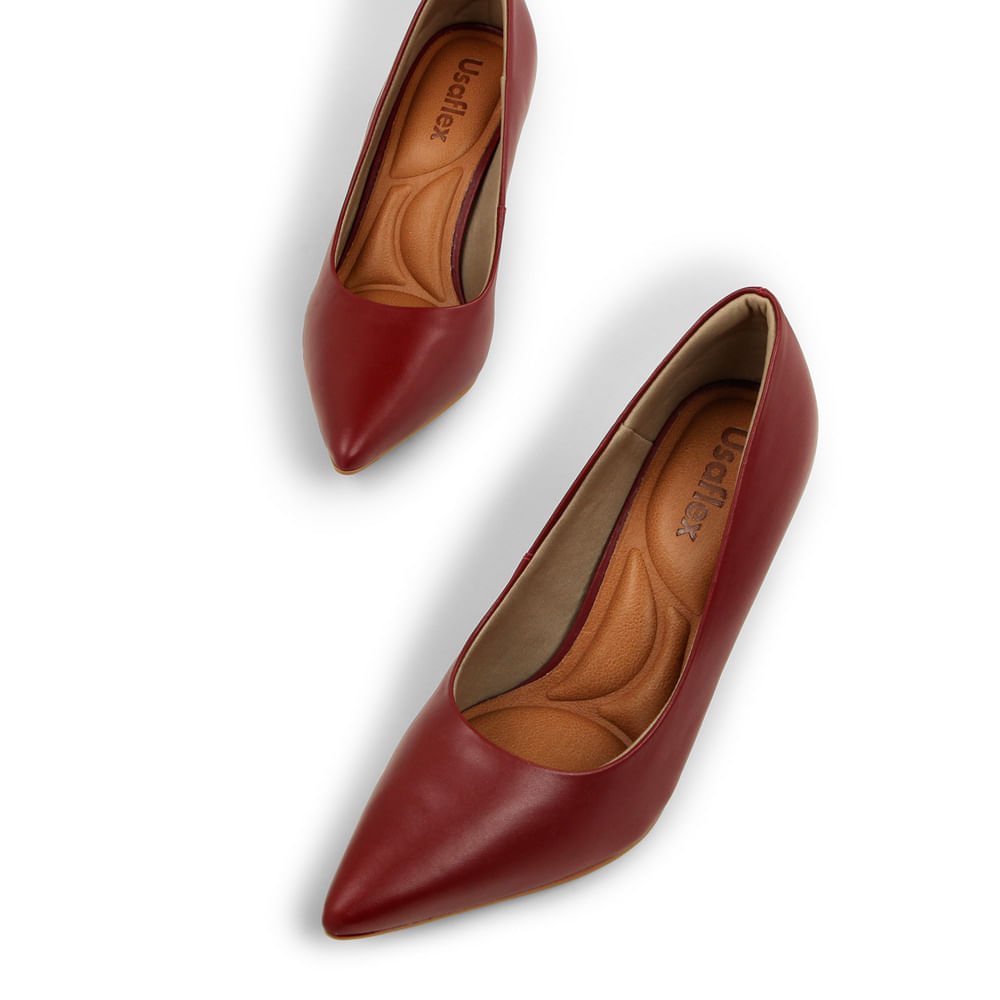 Scarpin vermelho rebu salto fino Vinho 4