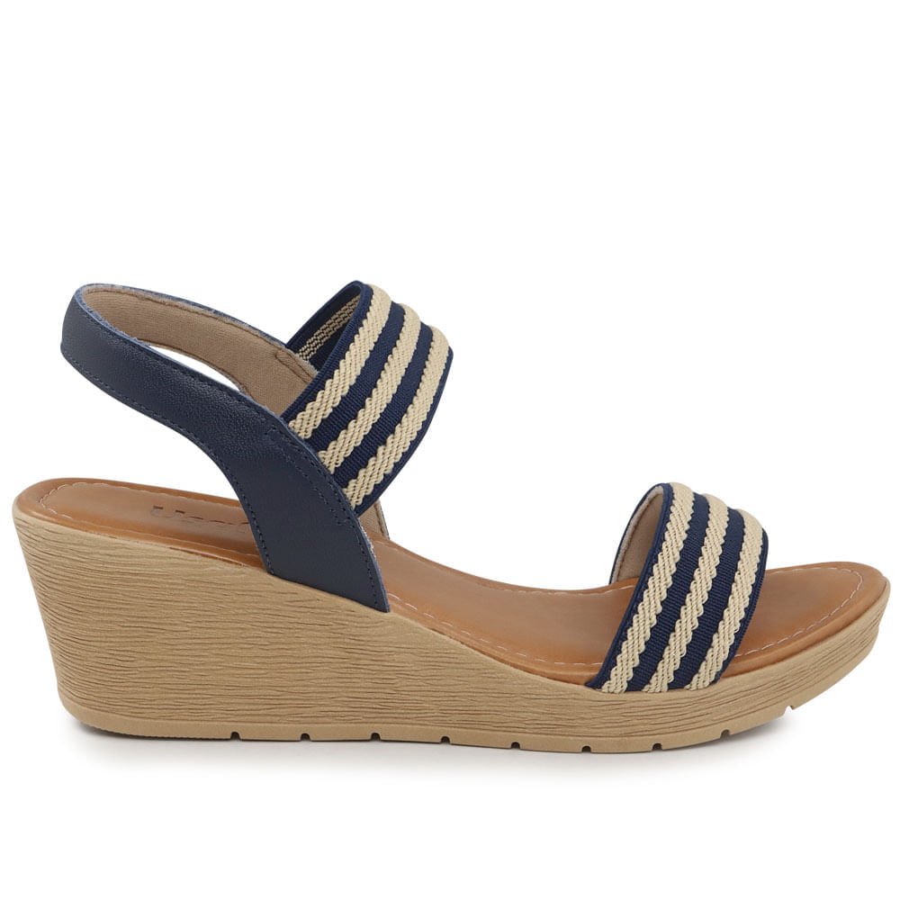 Sandália Plataforma Multimateriais Bicolor New Blue