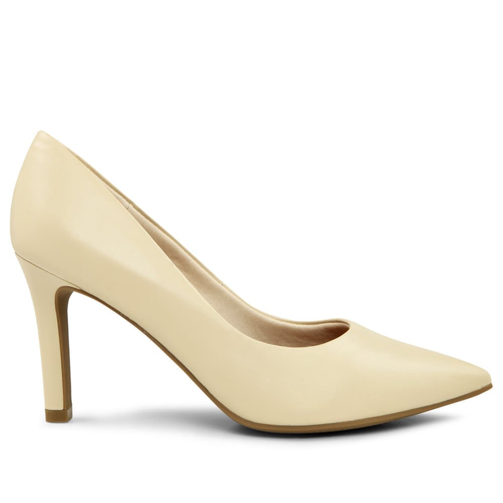 Scarpin Vanilla Salto Alto Couro Bico Fino