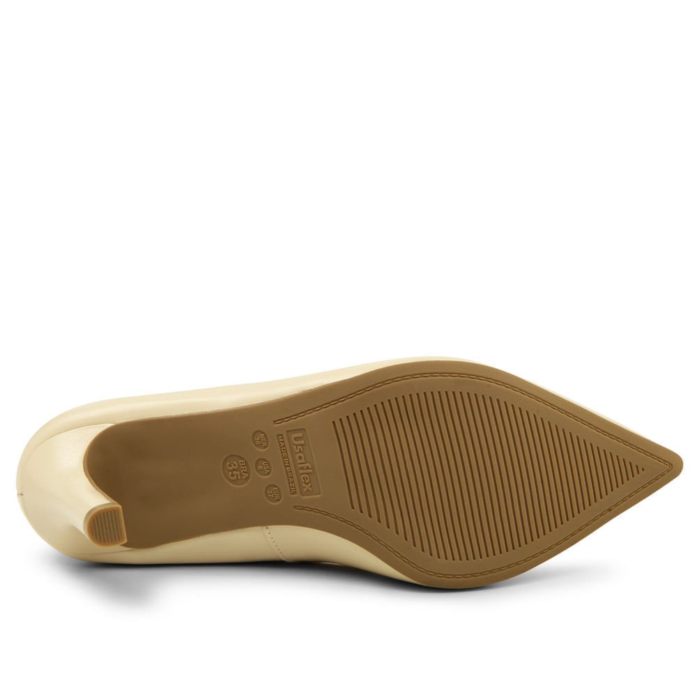 Scarpin Vanilla Salto Alto Couro Bico Fino Bege 5